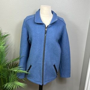 Ibex Men’s Merino Wool Full Zip Jacket Size M Blue Warm